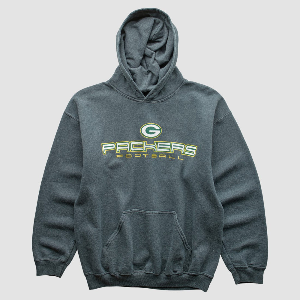 Green Bay Packers 2000s Hooded Pullover Sweatshirt Dark Heather Gray Vintage