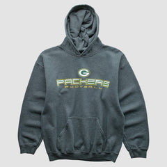 Green Bay Packers 2000s Hooded Pullover Sweatshirt Dark Heather Gray Vintage