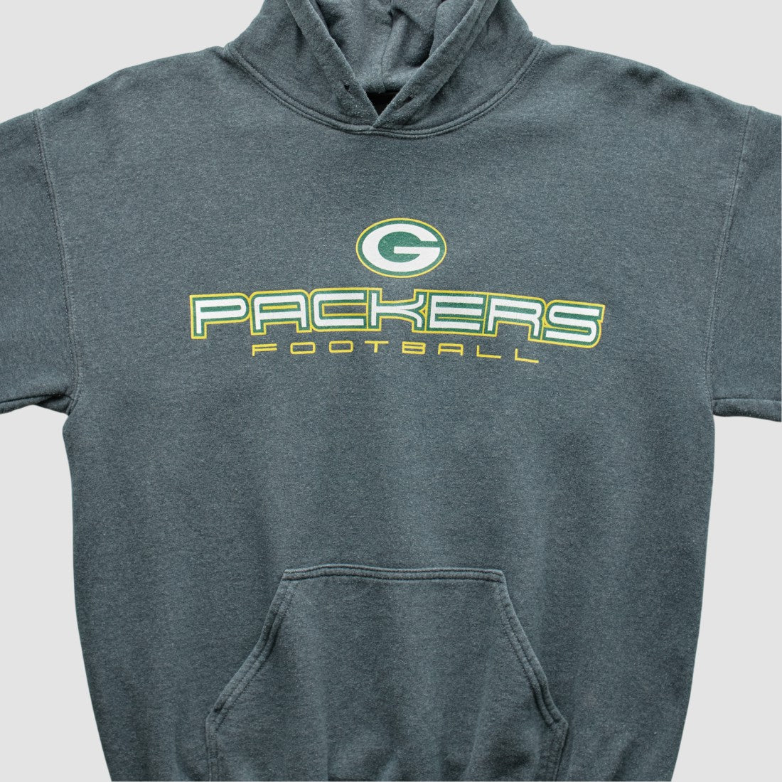 Green Bay Packers 2000s Hooded Pullover Sweatshirt Dark Heather Gray Vintage