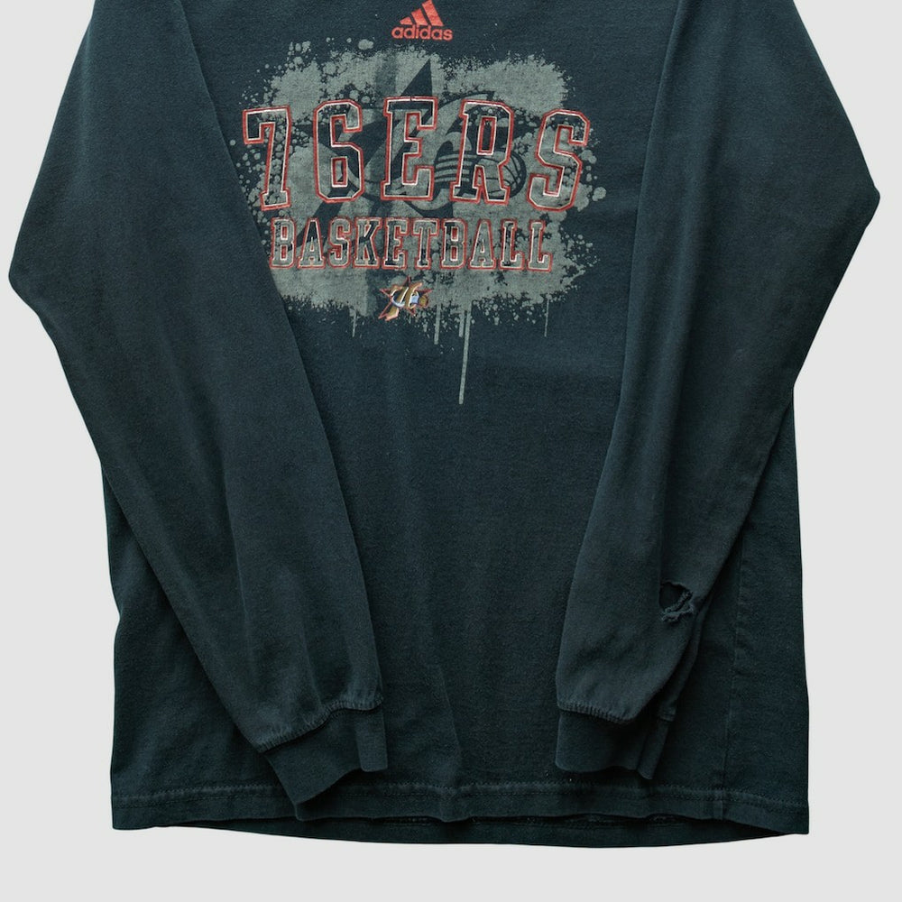 Philadelphia 76ers 2000s Long Sleeve T-shirt Black Vintage