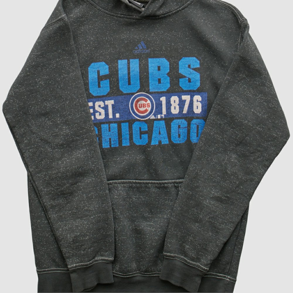 Chicago Cubs Adidas 2010s Hooded Pullover Sweatshirt - Dark Heather Gray - XXS by Fanatics Real Vintage Pullover