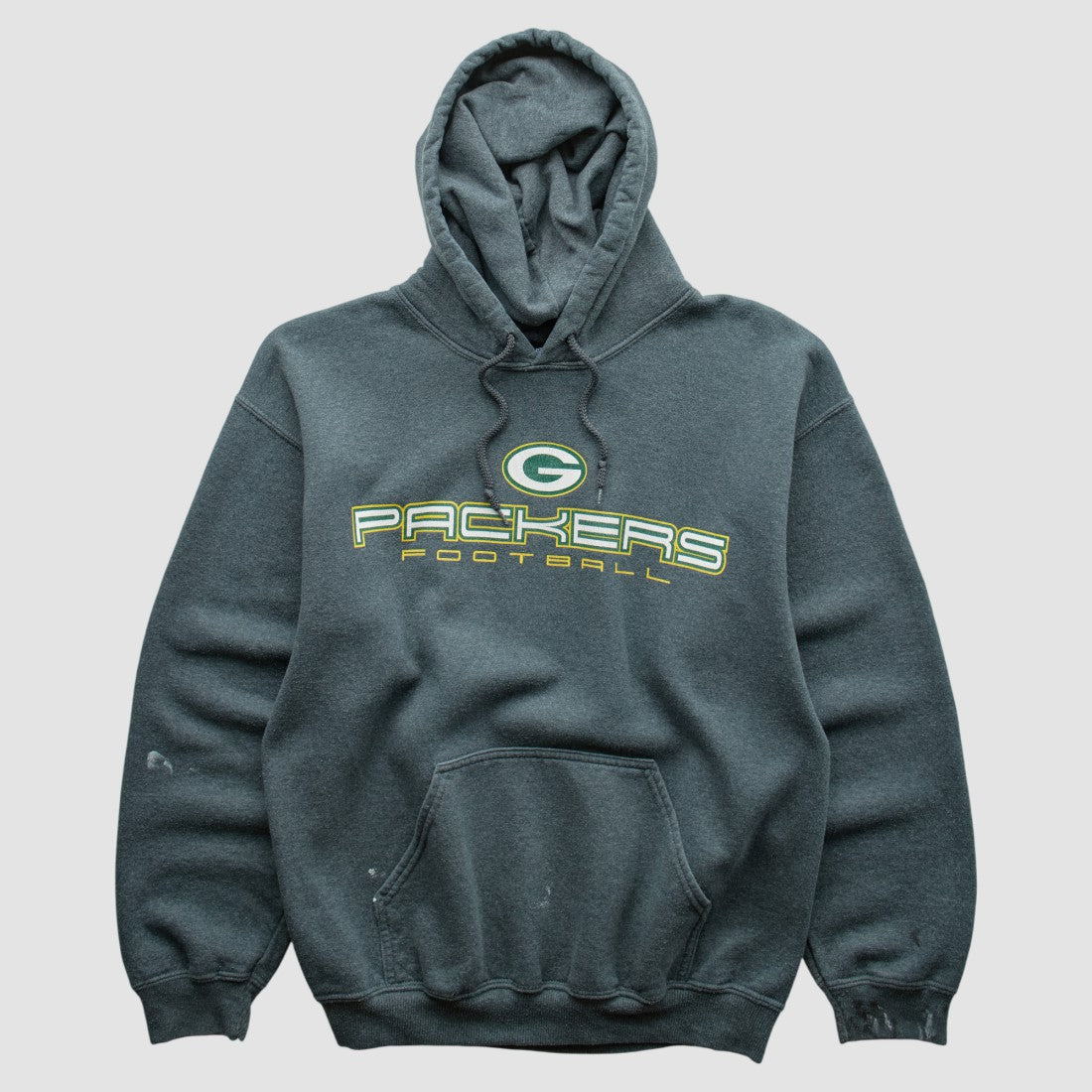 Green Bay Packers 2000s Hooded Pullover Sweatshirt Dark Heather Gray Vintage