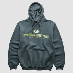 Green Bay Packers 2000s Hooded Pullover Sweatshirt Dark Heather Gray Vintage