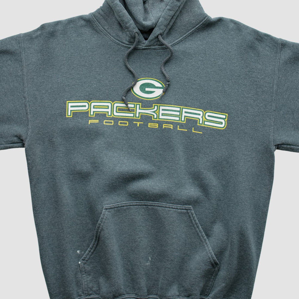 Green Bay Packers 2000s Hooded Pullover Sweatshirt Dark Heather Gray Vintage