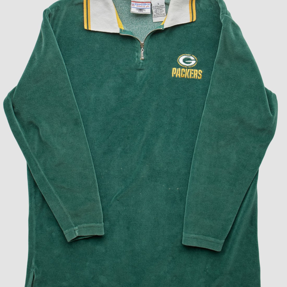 Green Bay Packers Game Day Clothing 90s 1/4 Zip Sweatshirt Green Vintage