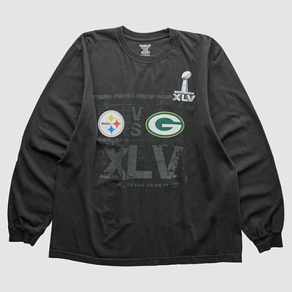 Superbowl XLV Reebok 2011 Long Sleeve T-shirt Black Vintage