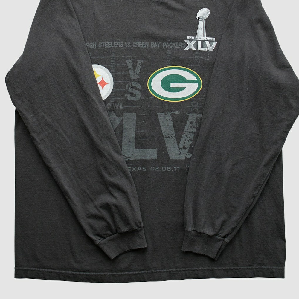 Superbowl XLV Reebok 2011 Long Sleeve T-shirt Black Vintage