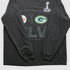 Superbowl XLV Reebok 2011 Long Sleeve T-shirt Black Vintage