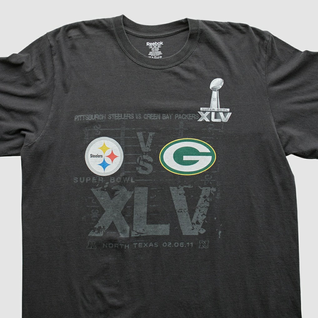 Superbowl XLV Reebok 2011 Long Sleeve T-shirt Black Vintage