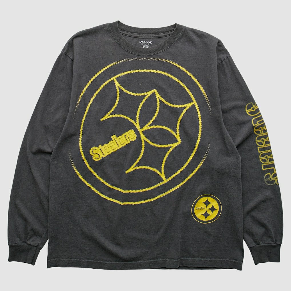Pittsburgh Steelers Reebok 2000s Long Sleeve T-shirt Charcoal Vintage