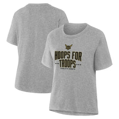 Charlotte Hornets Women's Hoops For Troops T-Shirt Gray