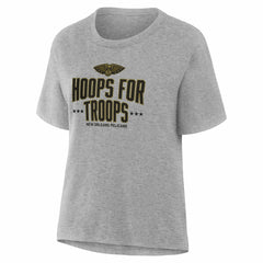 New Orleans Pelicans Women's Hoops For Troops T-Shirt Gray