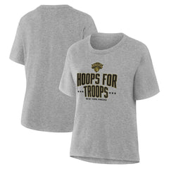New York Knicks Women's Hoops For Troops T-Shirt Gray