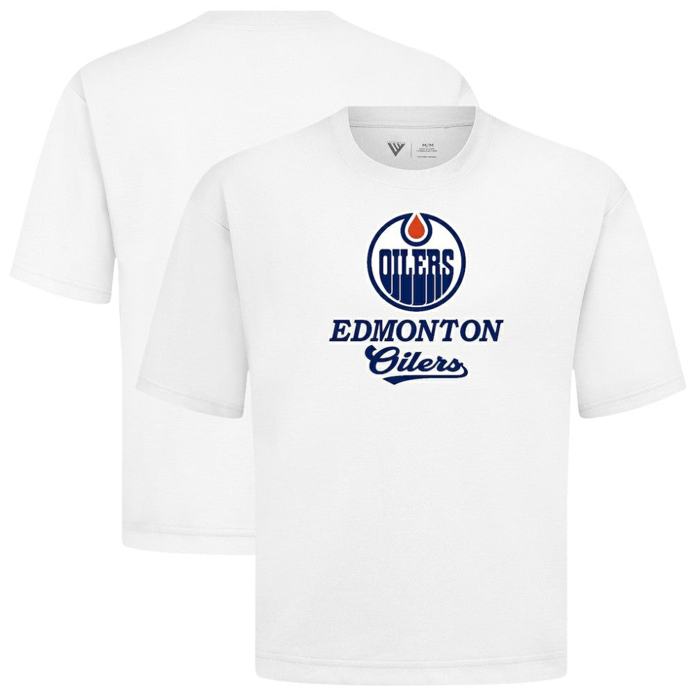 NHL Edmonton Oilers Levelwear Team Surge Luxe Signature Knit T-Shirt - White