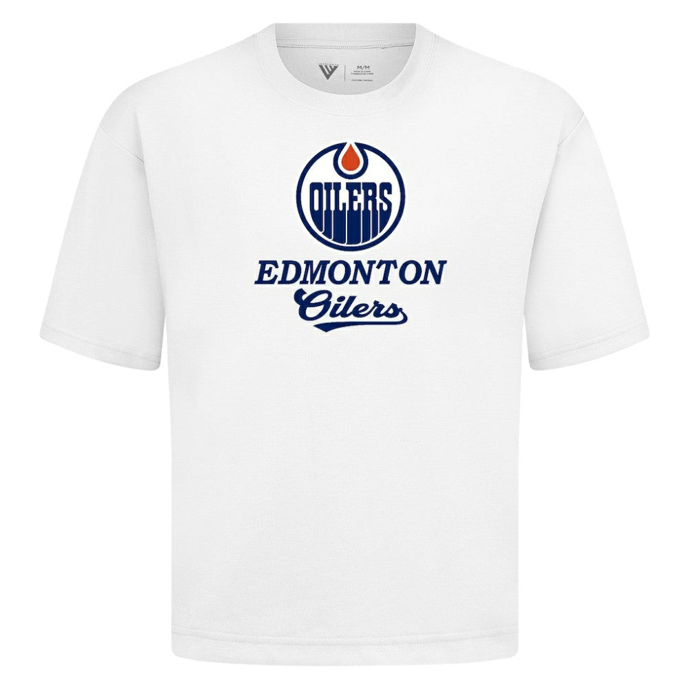 NHL Edmonton Oilers Levelwear Team Surge Luxe Signature Knit T-Shirt - White