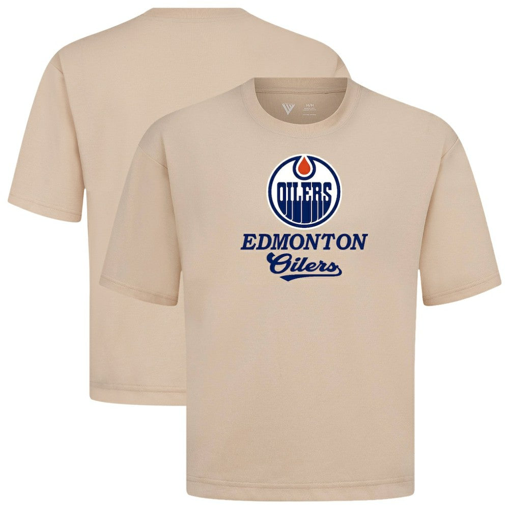NHL Edmonton Oilers Levelwear Team Surge Luxe Signature Knit T-Shirt - Khaki