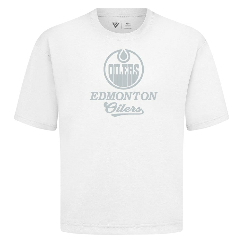 NHL Edmonton Oilers Levelwear Shadow Surge Luxe Signature Knit T-Shirt - White