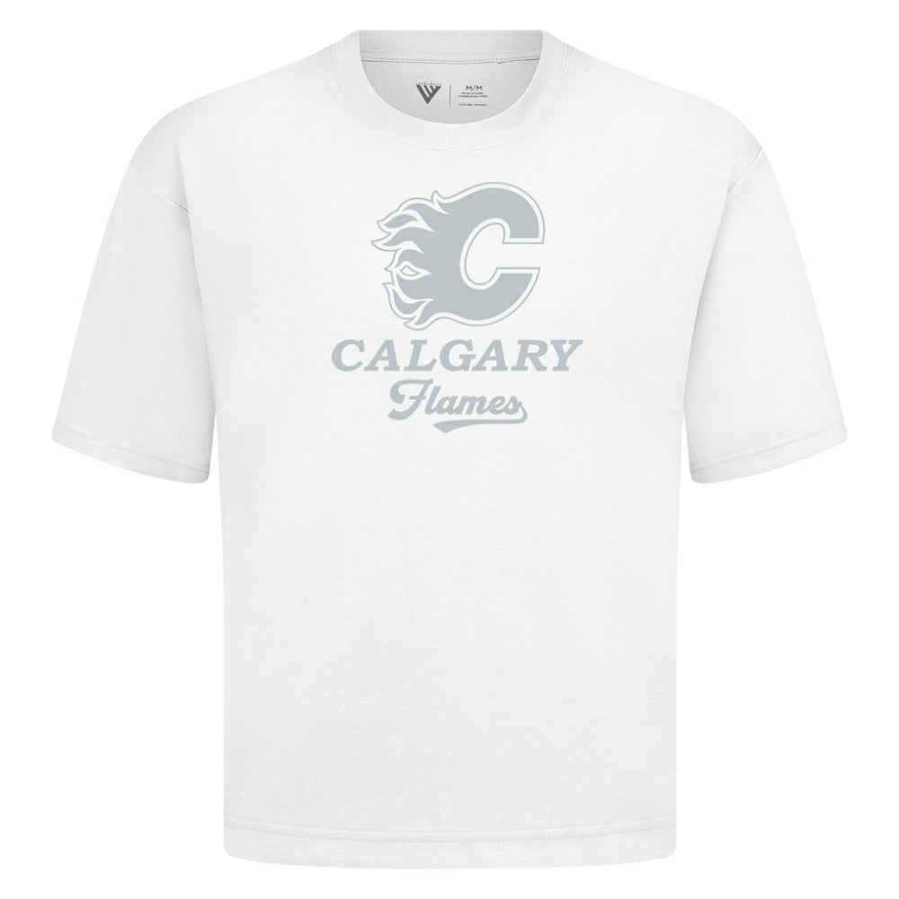 NHL Calgary Flames Levelwear Shadow Surge Luxe Signature Knit T-Shirt - White