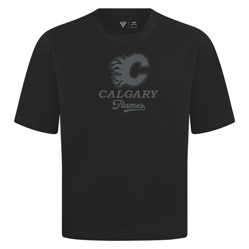NHL Calgary Flames Levelwear Shadow Surge Luxe Signature Knit T-Shirt - Black
