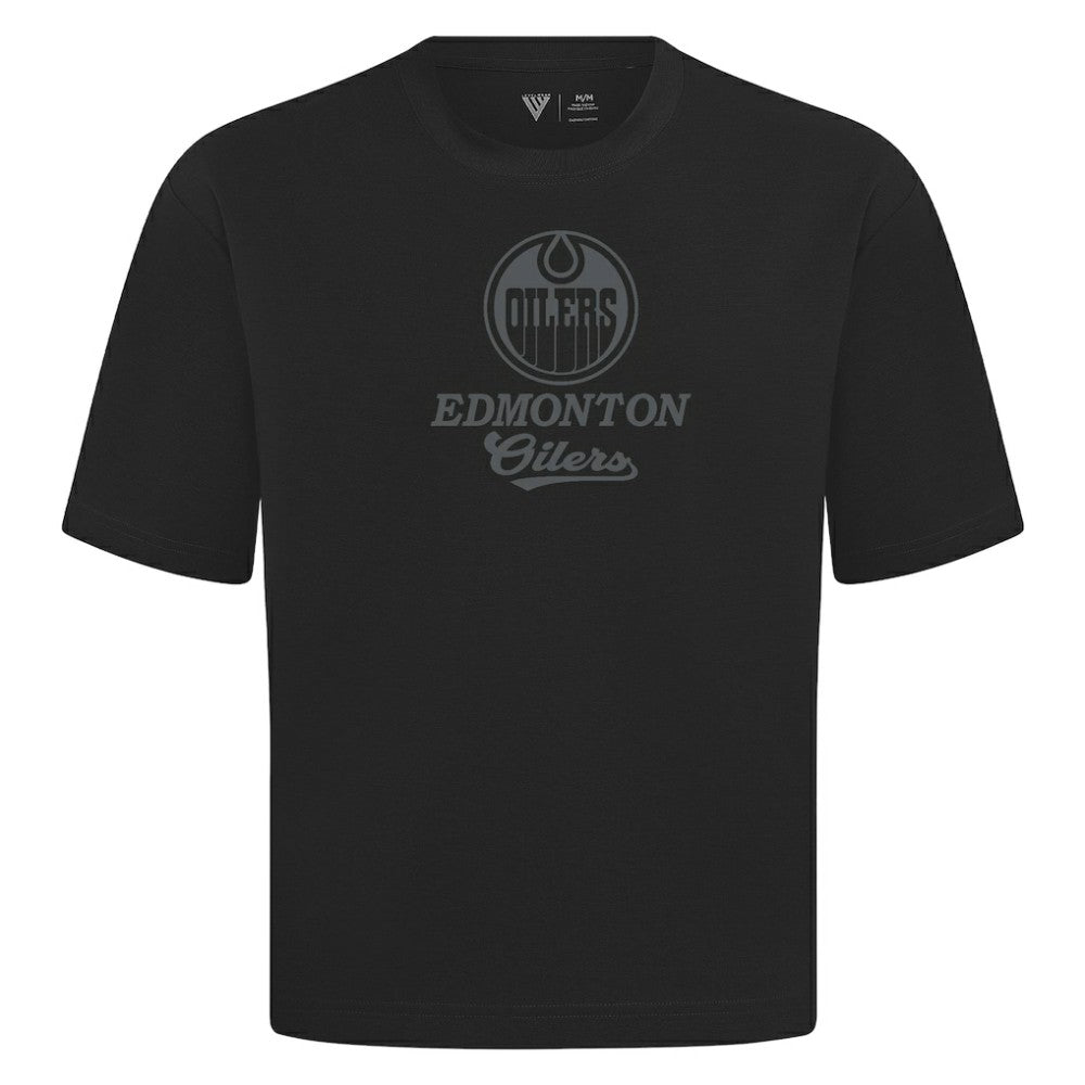 NHL Edmonton Oilers Levelwear Shadow Surge Luxe Signature Knit T-Shirt - Black
