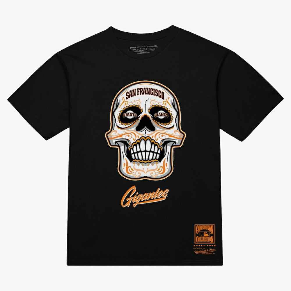 San Francisco Giants Mitchell & Ness Women's Sugar Skull Boxy T-Shirt - Black T-shirts