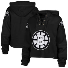 NHL Boston Bruins '47 Women's Cropped Lacer Hoodie - Black