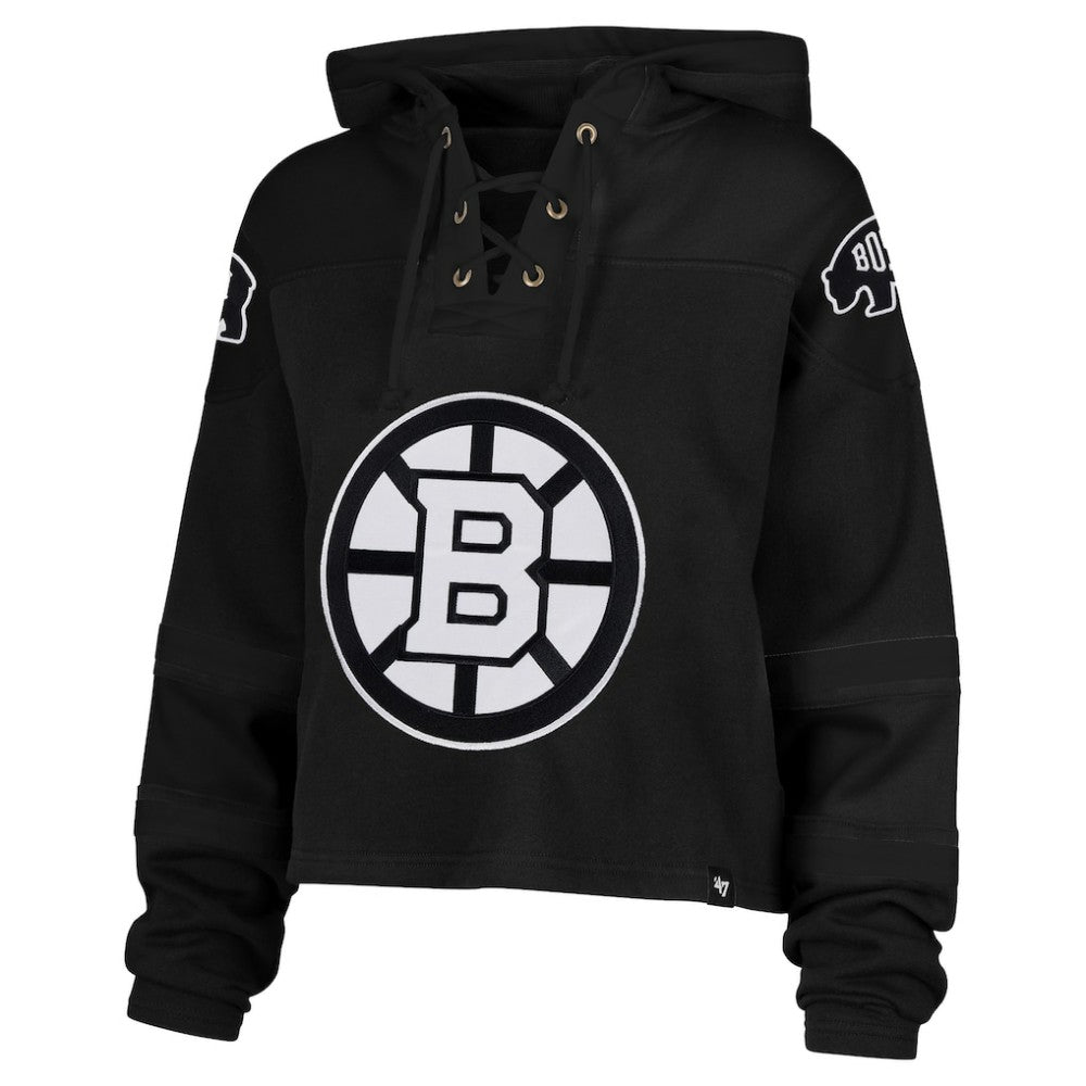 NHL Boston Bruins '47 Women's Cropped Lacer Hoodie - Black