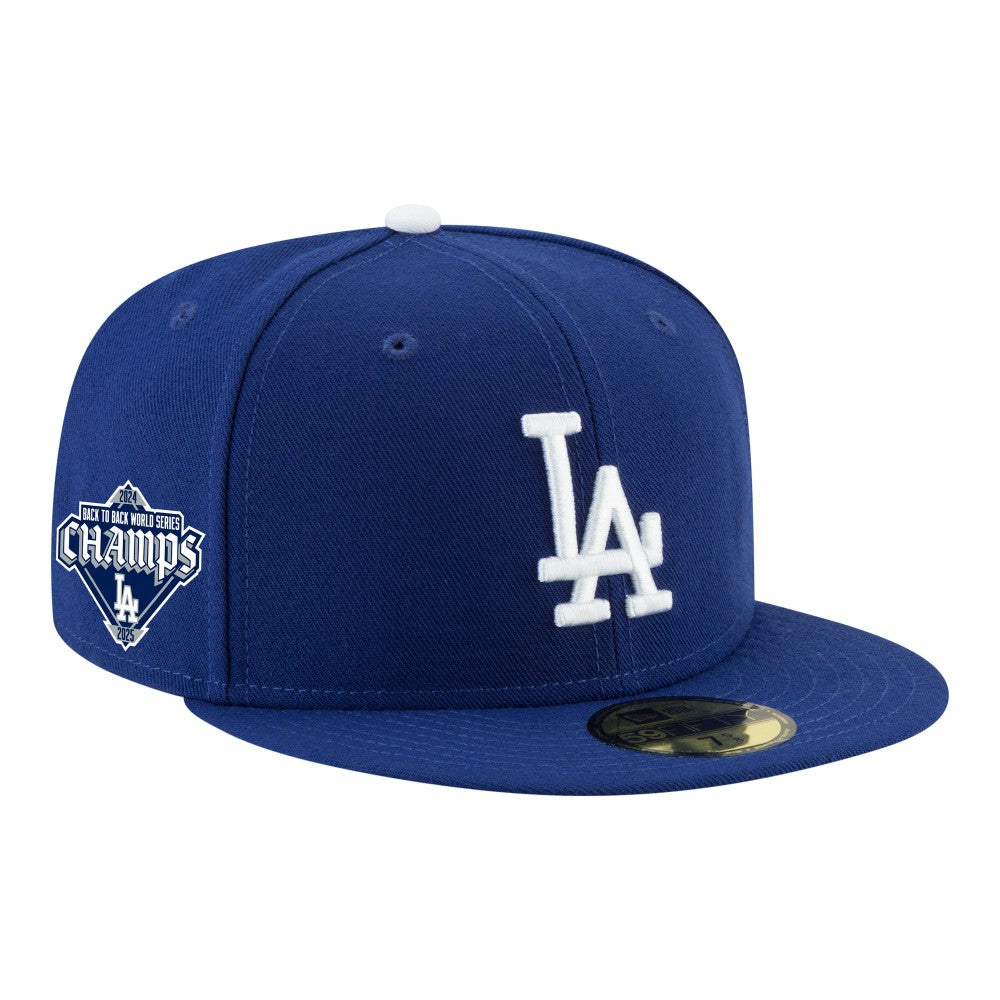 Los Angeles Dodgers New Era Back-to-Back Champions Diamond Side Patch 59FIFTY Fitted Hat - Royal Hats