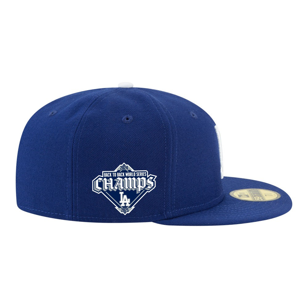 Los Angeles Dodgers New Era Back-to-Back Champions Diamond Side Patch 59FIFTY Fitted Hat - Royal Hats