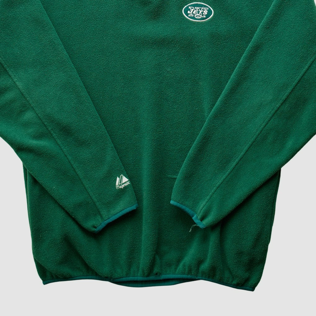 New York Jets Majestic 2000s 1/4 Zip Sweatshirt Green Vintage