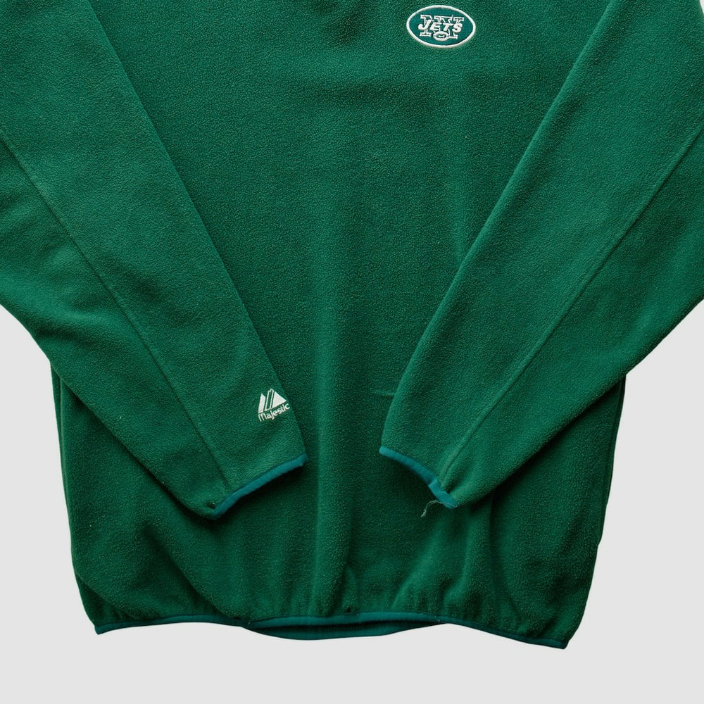 New York Jets Majestic 2000s 1/4 Zip Sweatshirt Green Vintage