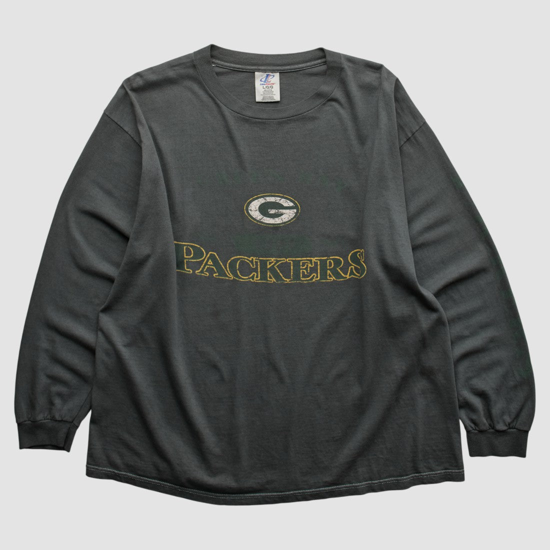 Green Bay Packers Logo Athletic 2000s Long Sleeve T-shirt Charcoal Vintage