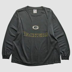 Green Bay Packers Logo Athletic 2000s Long Sleeve T-shirt Charcoal Vintage