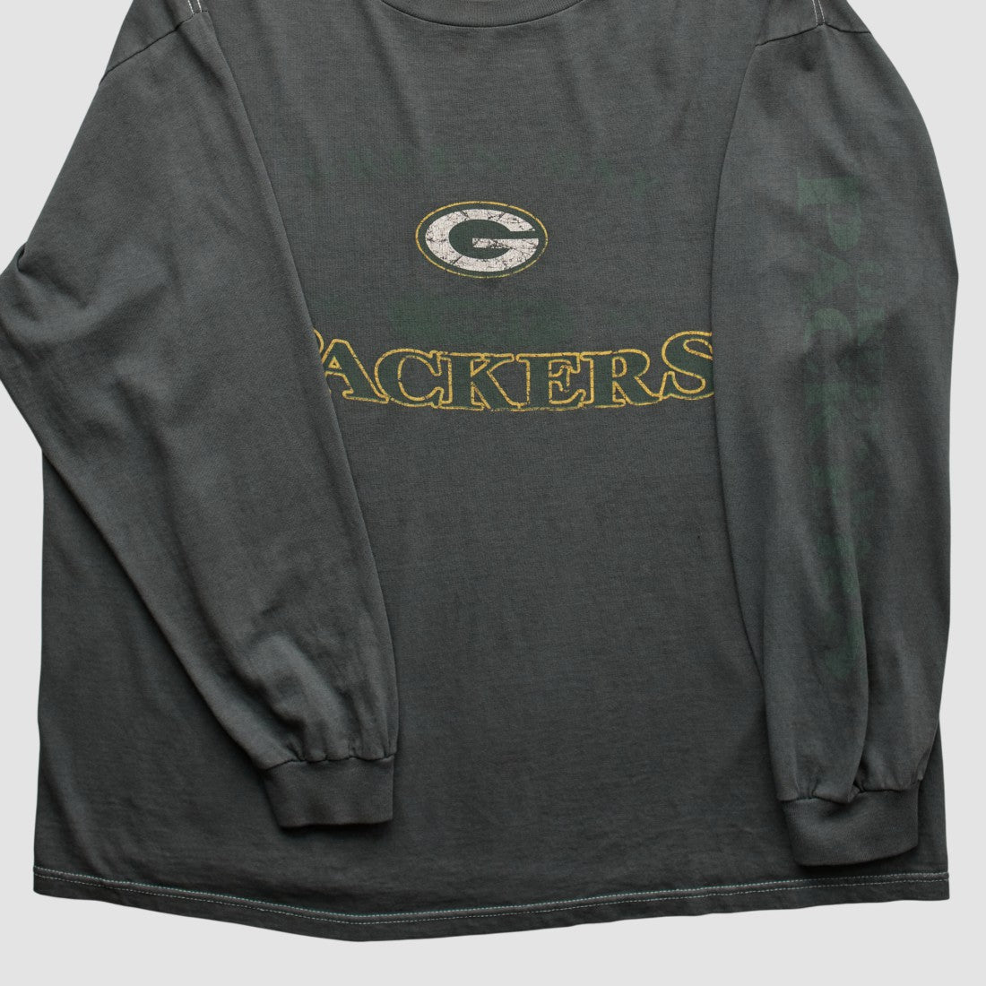 Green Bay Packers Logo Athletic 2000s Long Sleeve T-shirt Charcoal Vintage