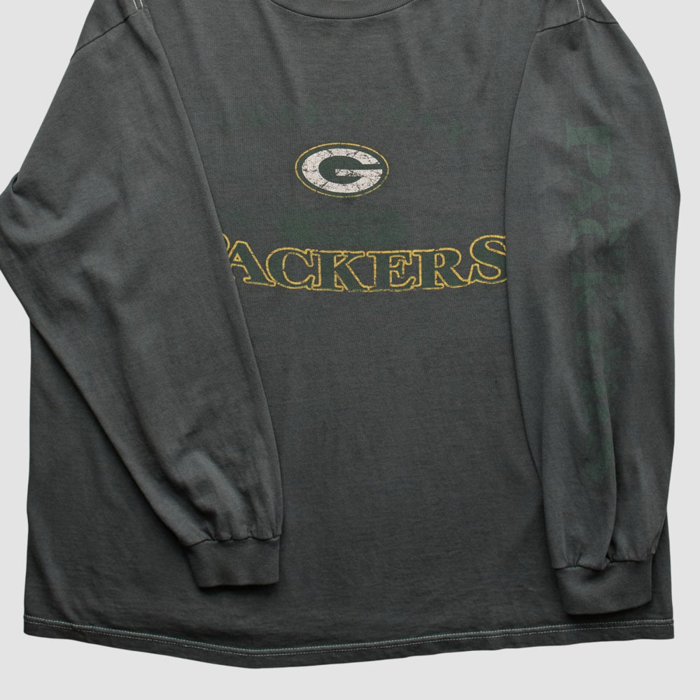 Green Bay Packers Logo Athletic 2000s Long Sleeve T-shirt Charcoal Vintage