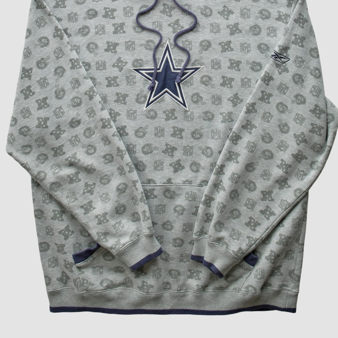 Denver Broncos Reebok 2010s Hooded Pullover Sweatshirt Heather Gray Vintage