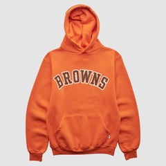Cleveland Browns Russell 90s Hooded Pullover Sweatshirt Orange Vintage