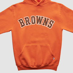 Cleveland Browns Russell 90s Hooded Pullover Sweatshirt Orange Vintage