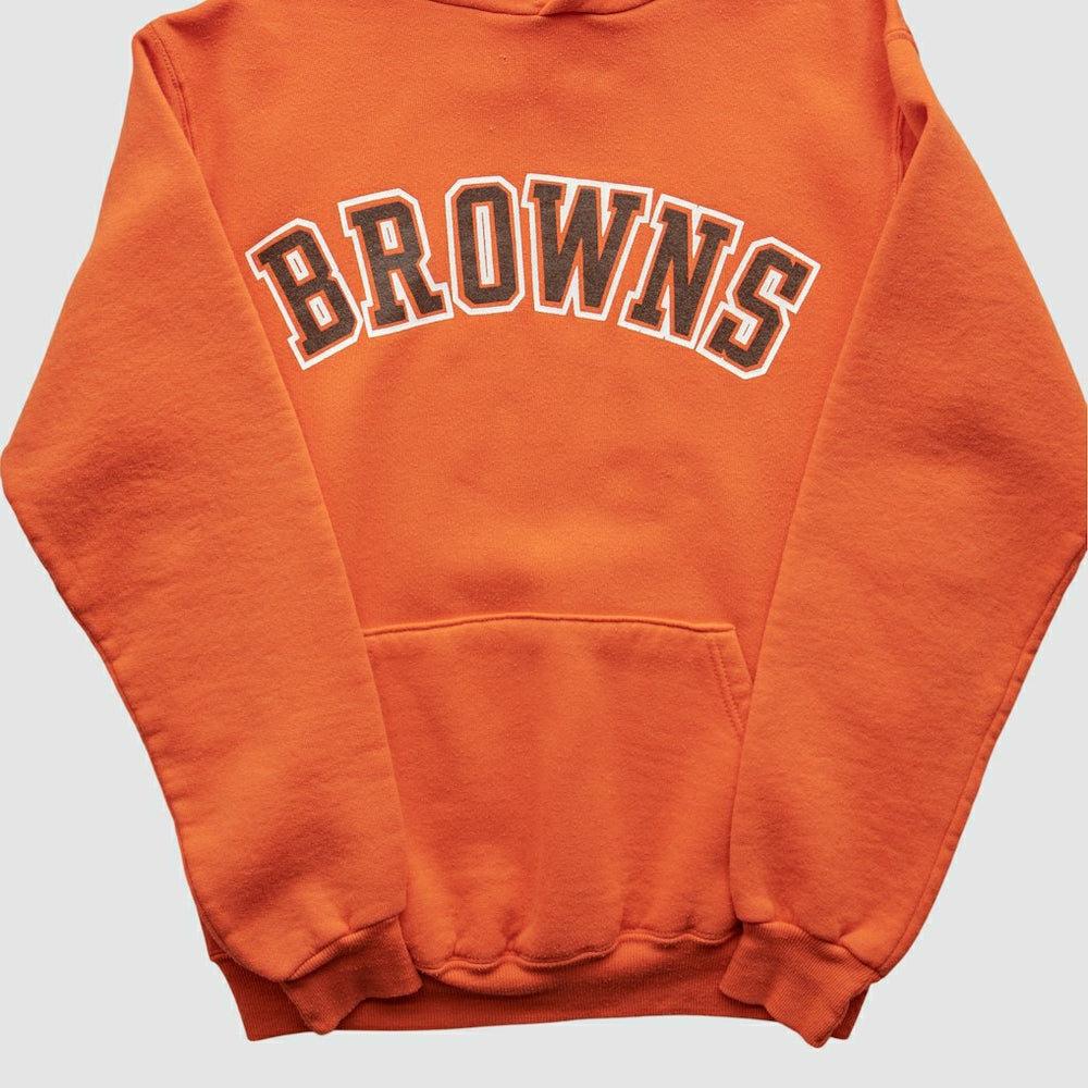 Cleveland Browns Russell 90s Hooded Pullover Sweatshirt Orange Vintage