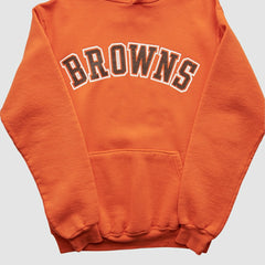 Cleveland Browns Russell 90s Hooded Pullover Sweatshirt Orange Vintage
