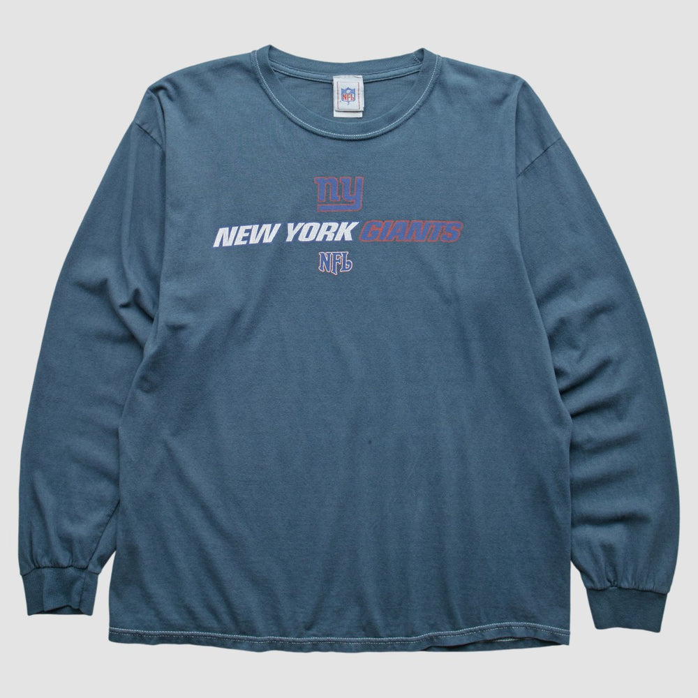 New York Giants NFL 2000s Long Sleeve T-shirt Blue Vintage