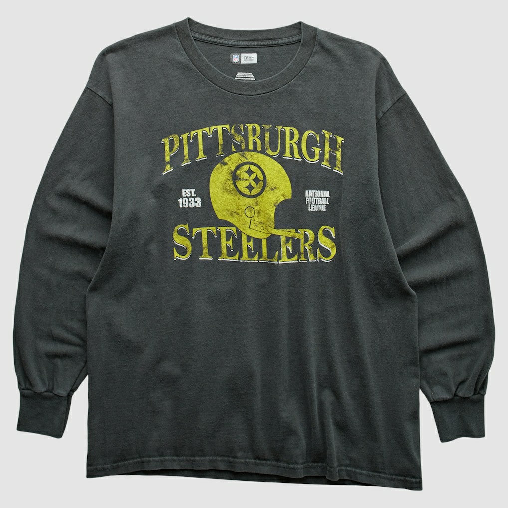 Pittsburgh Steelers NFL 2010s Long Sleeve T-shirt Charcoal Vintage