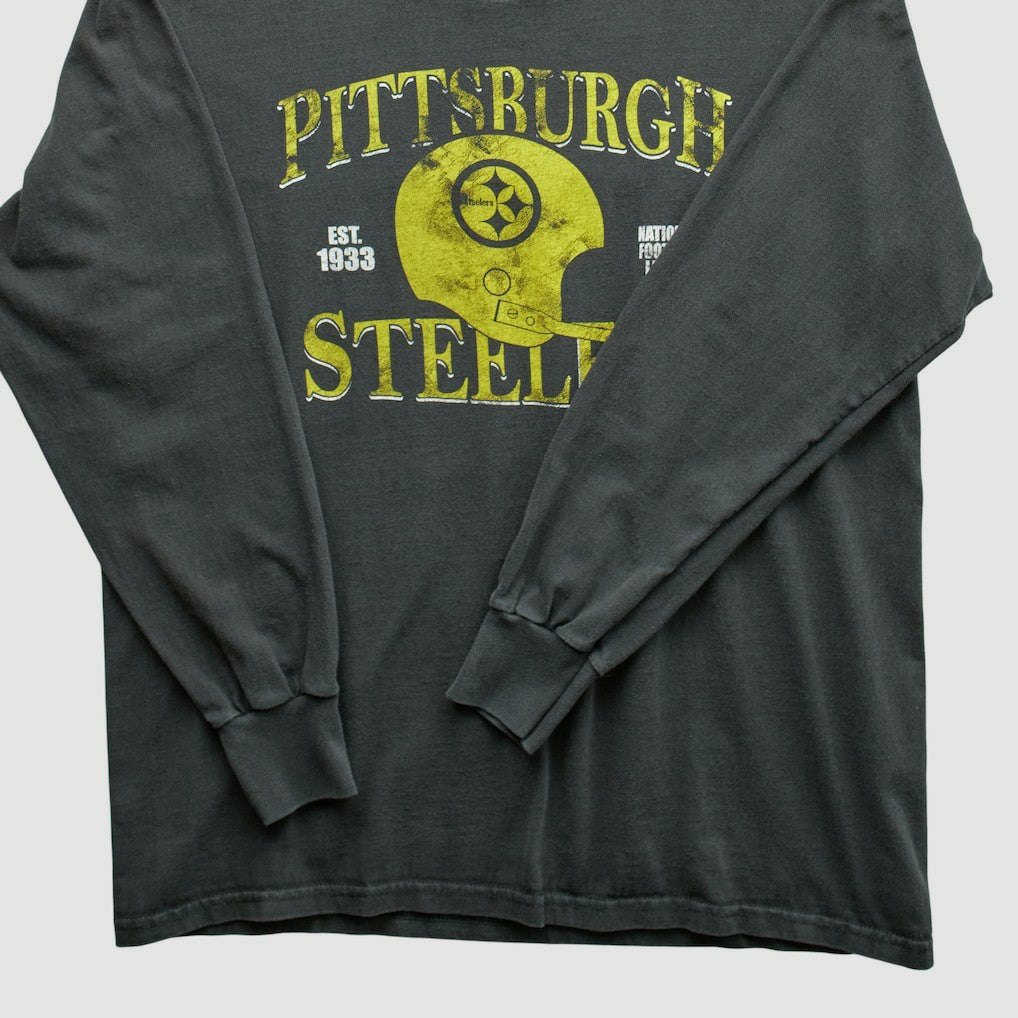 Pittsburgh Steelers NFL 2010s Long Sleeve T-shirt Charcoal Vintage