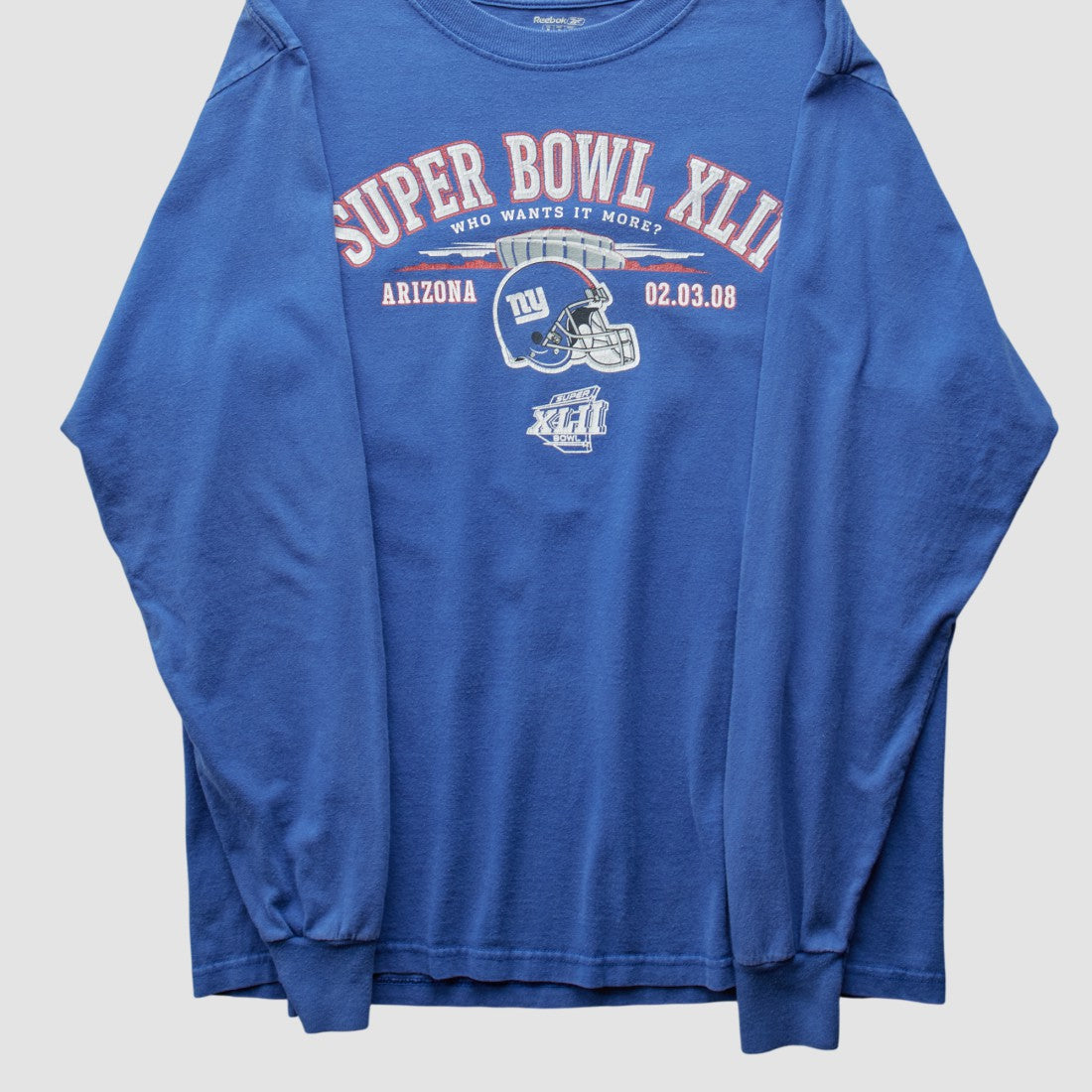 New York Giants Reebok 2008 Long Sleeve T-shirt Blue Vintage