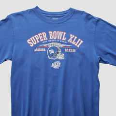 New York Giants Reebok 2008 Long Sleeve T-shirt Blue Vintage