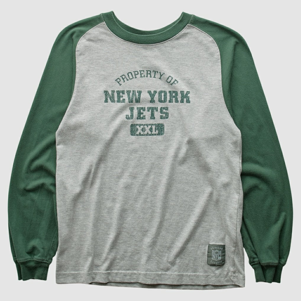 New York Jets Grid Iron 2000s Long Sleeve T-shirt Gray Vintage