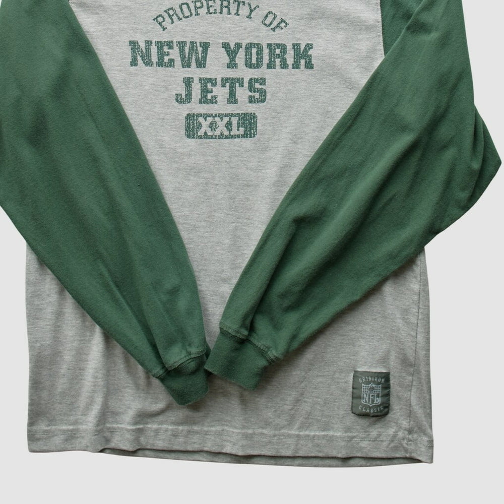 New York Jets Grid Iron 2000s Long Sleeve T-shirt Gray Vintage