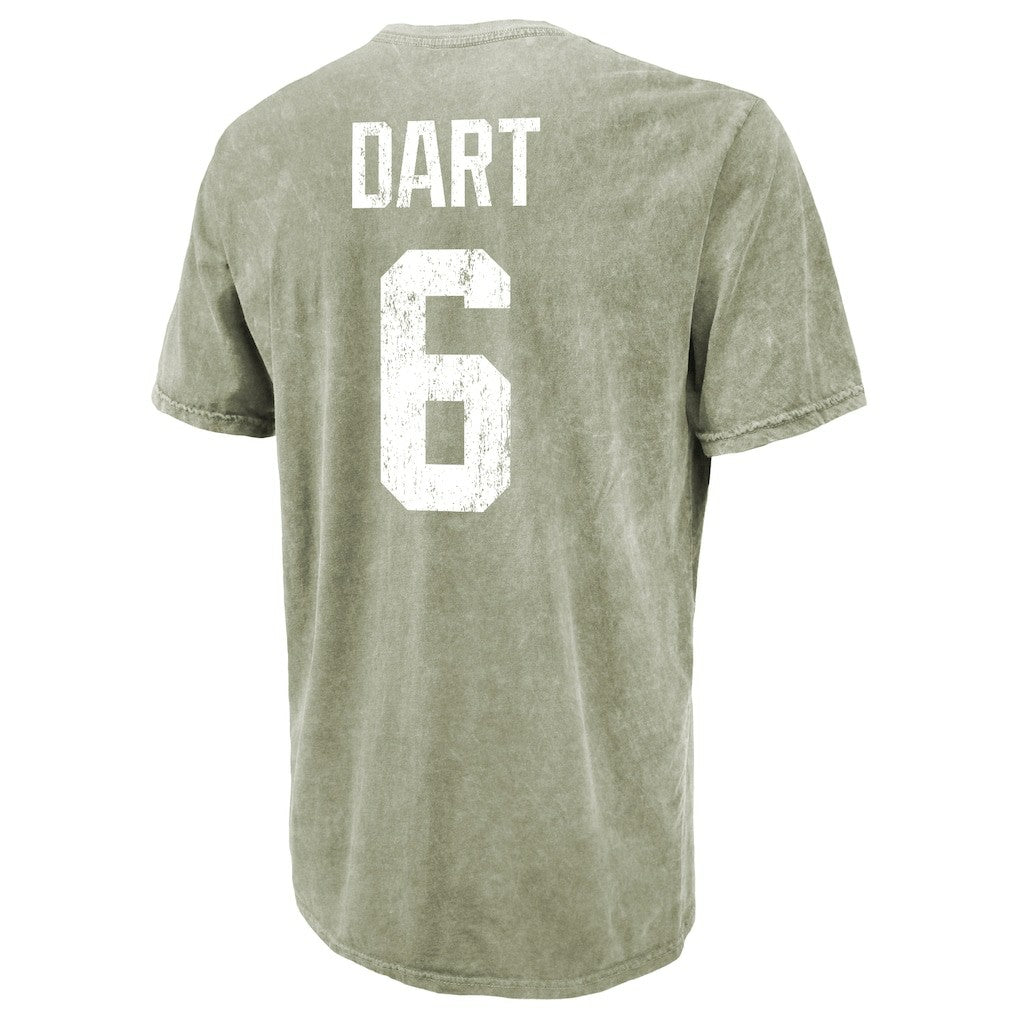 Jaxson Dart New York Giants Majestic Threads Mineral Wash Name & Number T-Shirt Moss Green