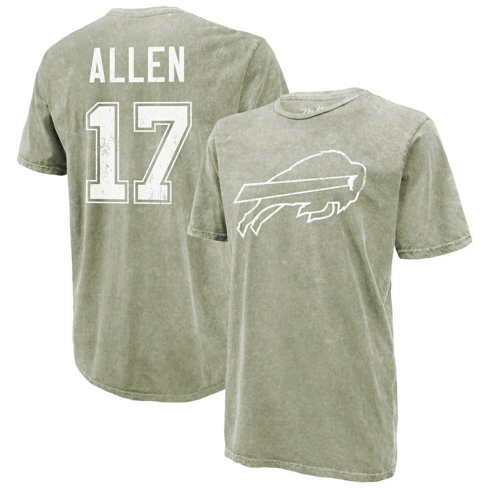 Josh Allen Buffalo Bills Majestic Threads Mineral Wash Name & Number T-Shirt Moss Green