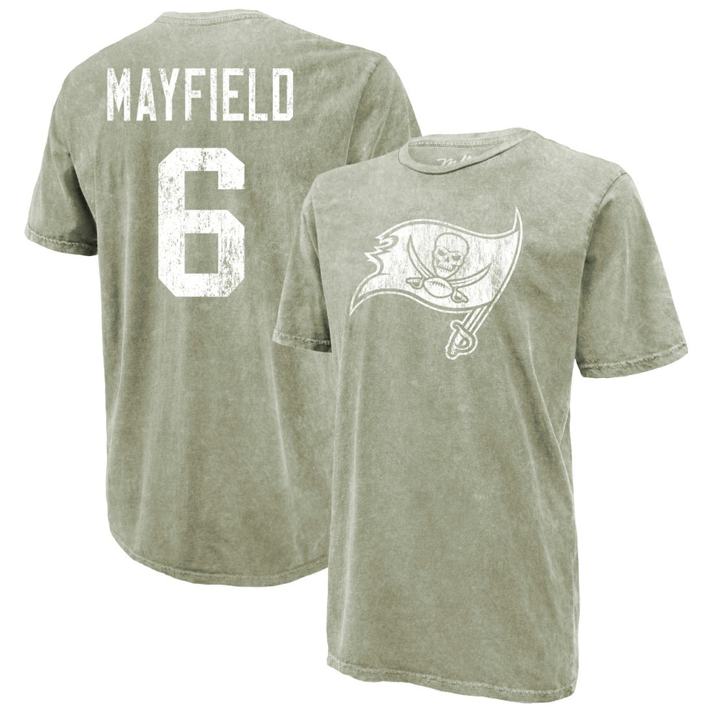 Baker Mayfield Tampa Bay Buccaneers Majestic Threads Mineral Wash Name & Number T-Shirt Moss Green